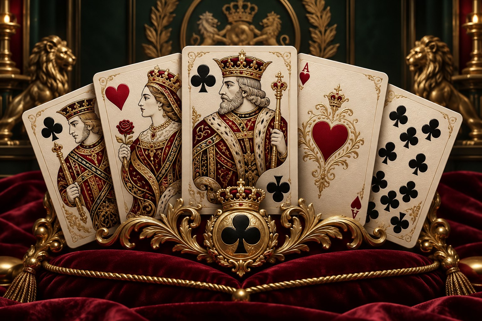 Playing cards on a dark table