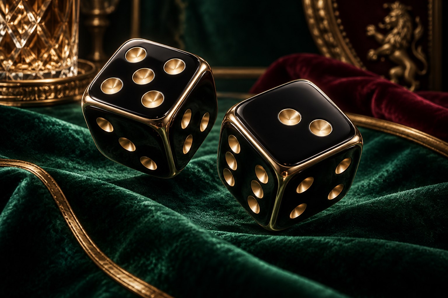 Black dice on velvet