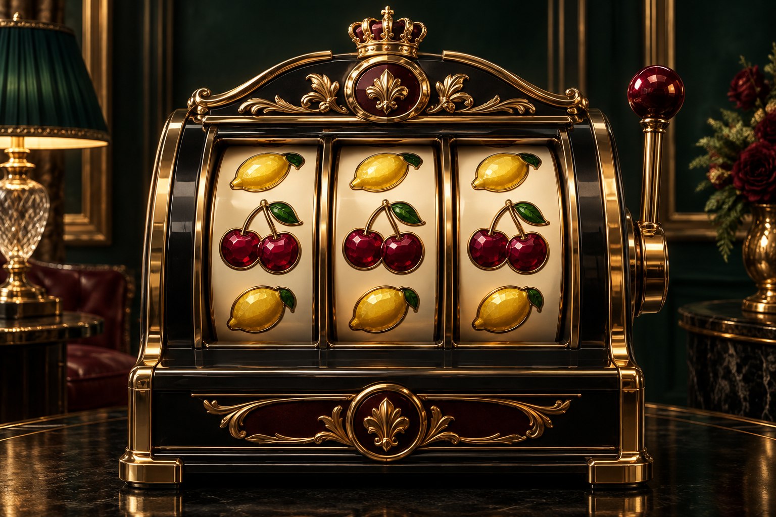 Fruit reels in a gold frame